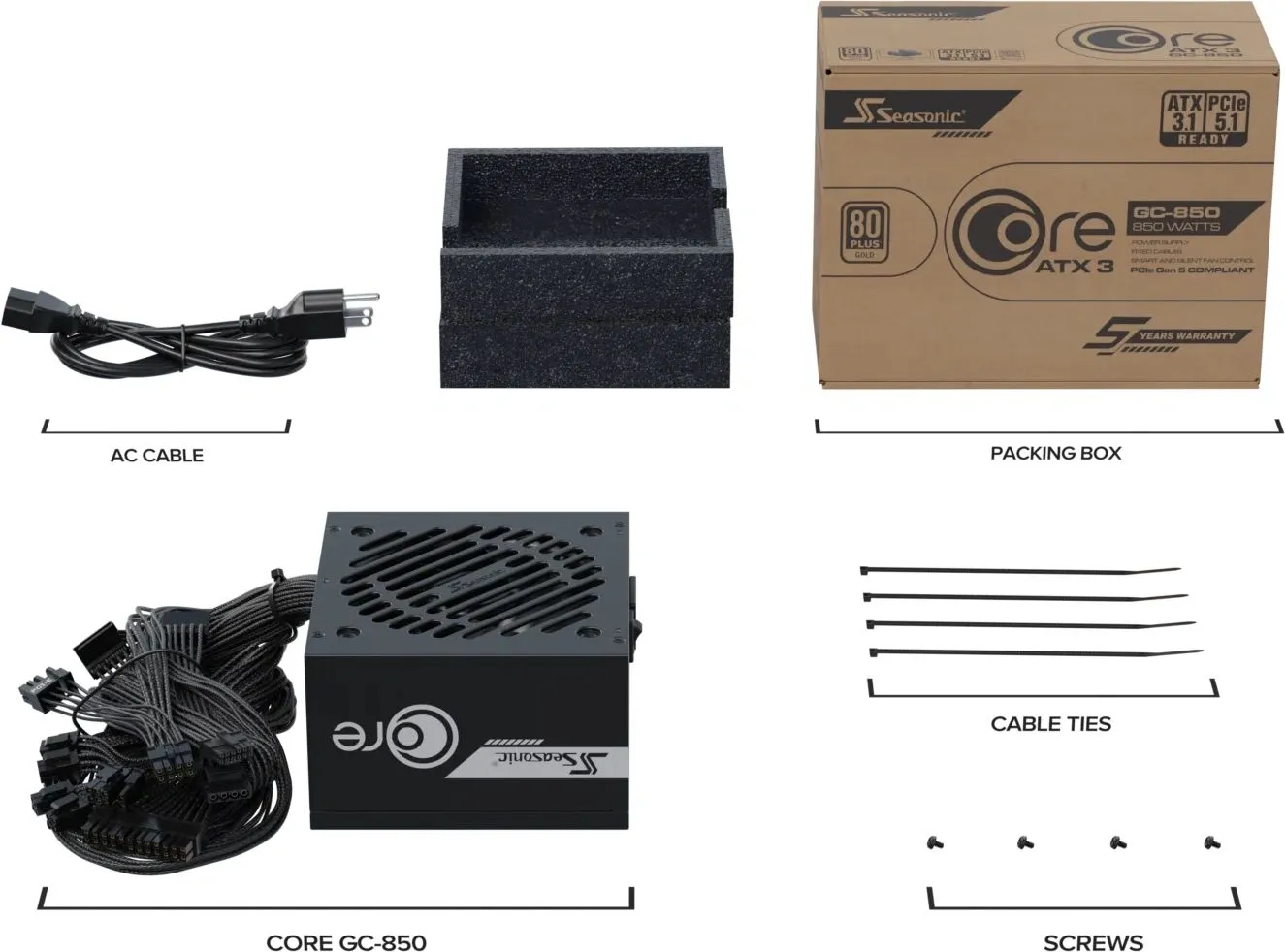 Блок питания Seasonic ATX 850W Core V2 GC-850 80+ gold (20+4pin) APFC 120mm fan 2xSATA RTL