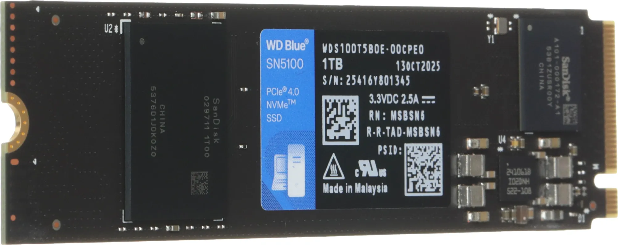 Накопитель SSD WD PCIe 4.0 x4 1TB WDS100T5B0E SN5100 Blue M.2 2280