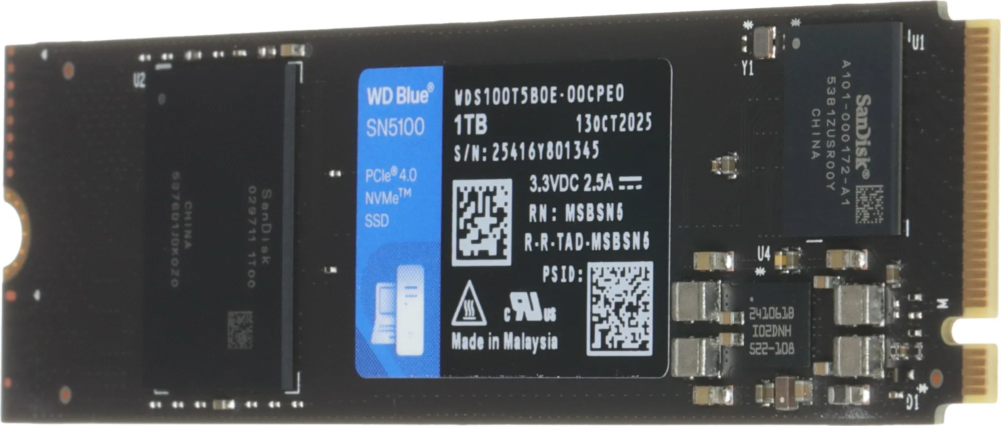 Накопитель SSD WD PCIe 4.0 x4 1TB WDS100T5B0E SN5100 Blue M.2 2280