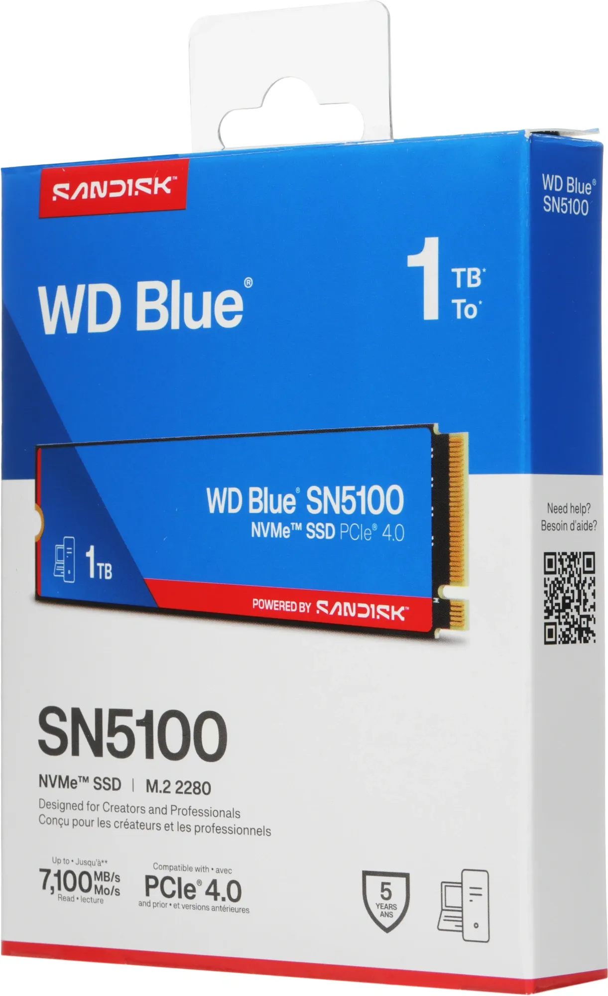 Накопитель SSD WD PCIe 4.0 x4 1TB WDS100T5B0E SN5100 Blue M.2 2280