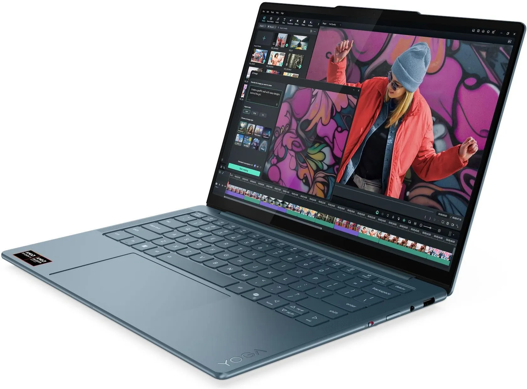 Ноутбук Lenovo Yoga Slim7 14AKP10 Ryzen AI 5 340 16Gb SSD1Tb AMD Radeon 840M 14" OLED 2.8K (2880x1800) Windows 11 Home turquoise WiFi BT Cam (83JY008ARK)