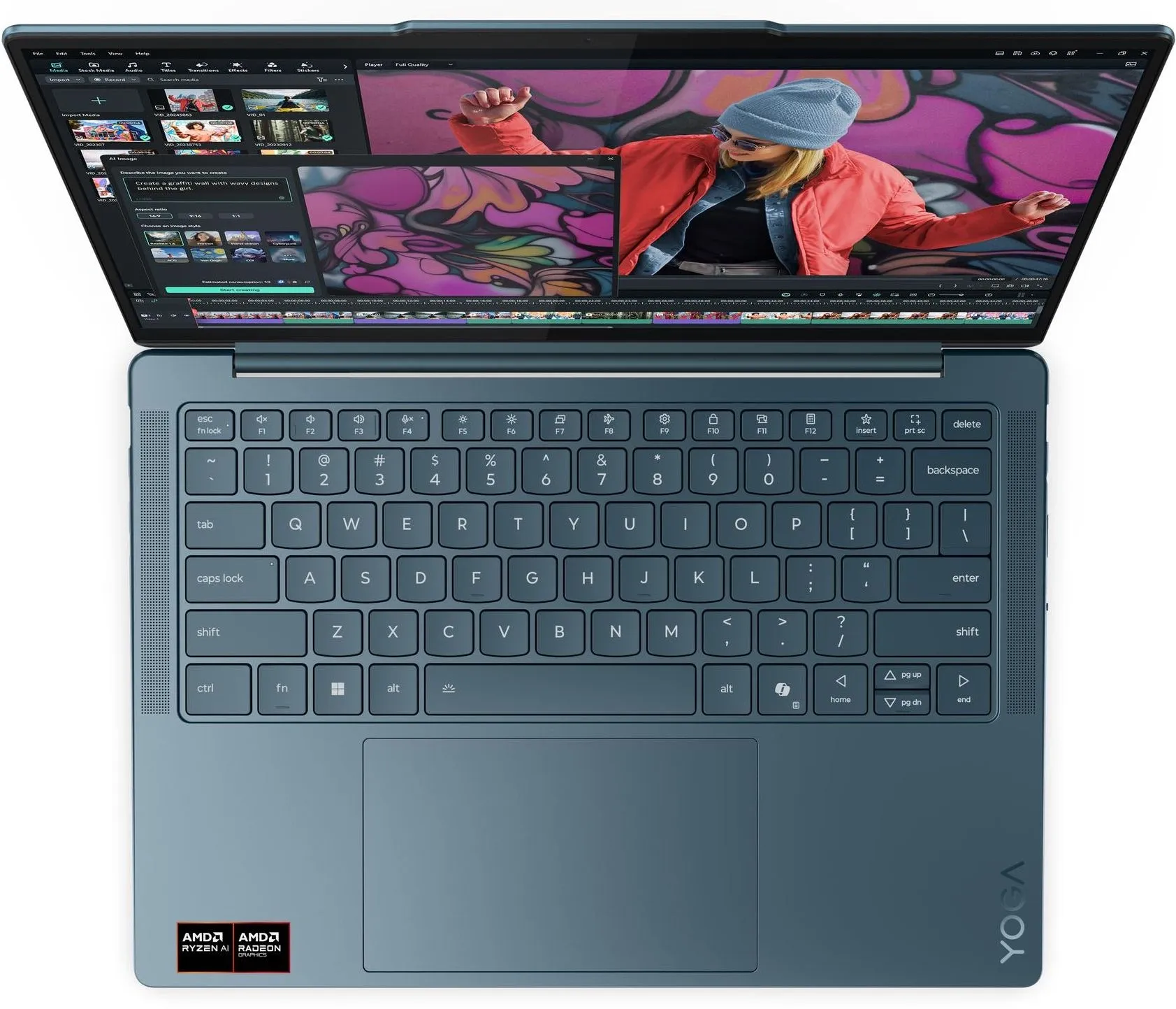 Ноутбук Lenovo Yoga Slim7 14AKP10 Ryzen AI 5 340 16Gb SSD1Tb AMD Radeon 840M 14" OLED 2.8K (2880x1800) Windows 11 Home turquoise WiFi BT Cam (83JY008ARK)