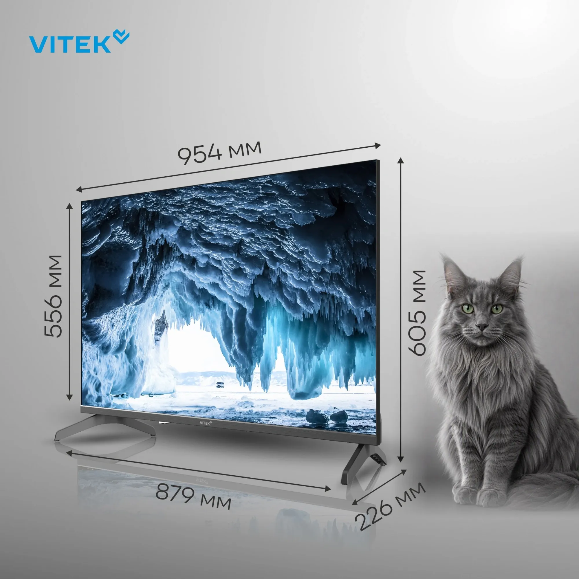 Телевизор LED Vitek 43" VT-43FBS310 Google TV Frameless черный/черный FULL HD 60Hz DVB-T DVB-T2 DVB-C DVB-S DVB-S2 USB 2.0 WiFi Smart TV