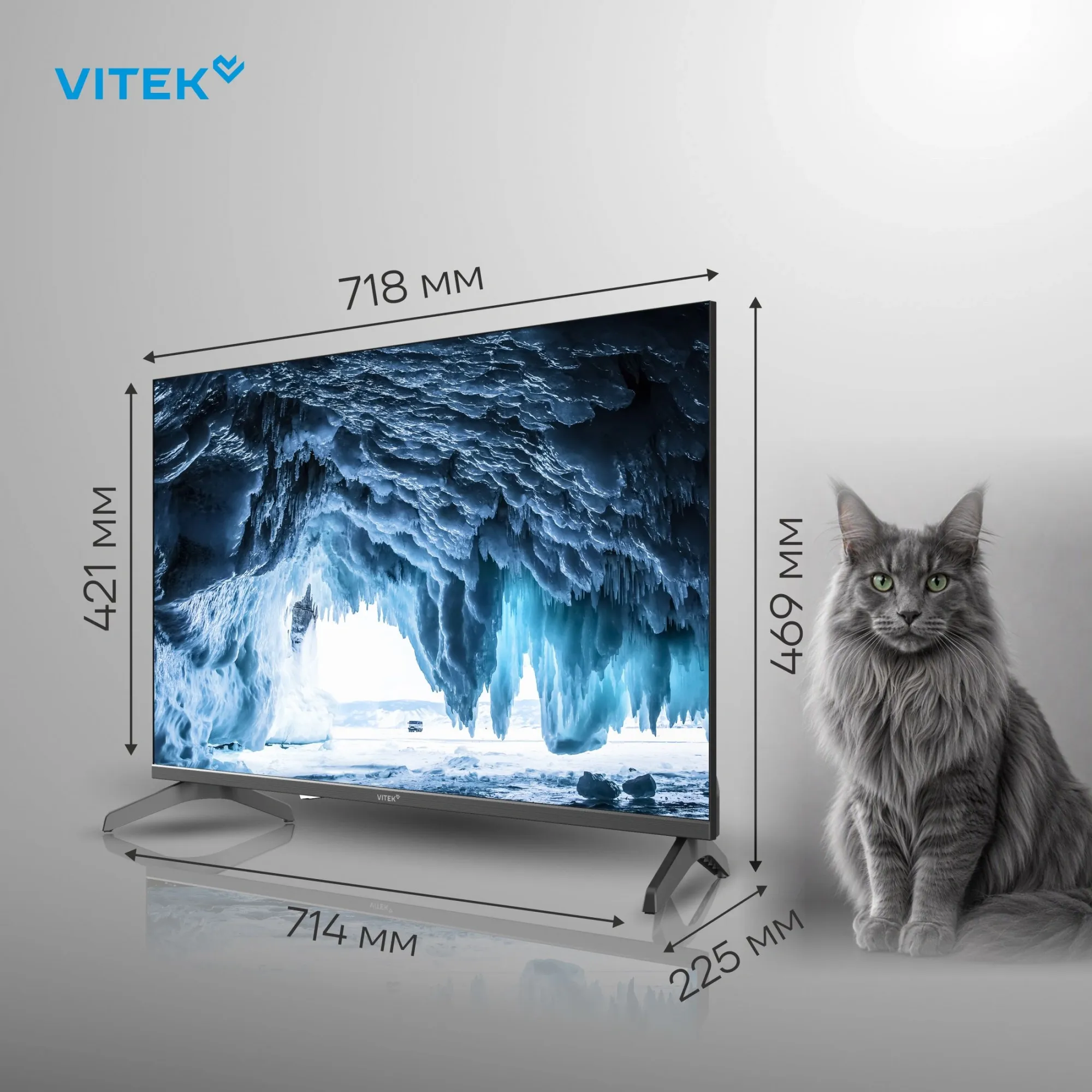 Телевизор QLED Vitek 32" VT-32QBS500 Google TV Frameless черный/черный HD 60Hz DVB-T DVB-T2 DVB-C DVB-S DVB-S2 USB WiFi Smart TV