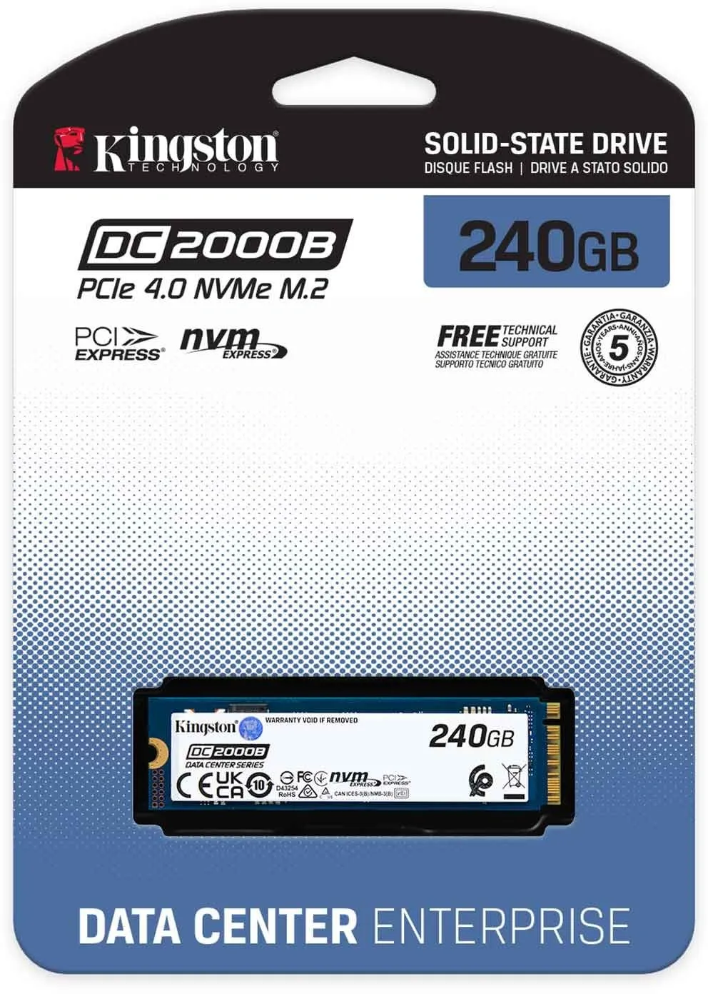 Накопитель SSD Kingston PCIe 4.0 x4 240GB SEDC2000BYM8/240G DC2000B M.2 2280 0.4 DWPD