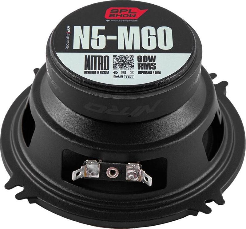 Автоакустика SPL SHOW NITRO N5-M60 акустика/СЧ 5.25"/RMS 60Вт/4Ом/6 шт.мастер